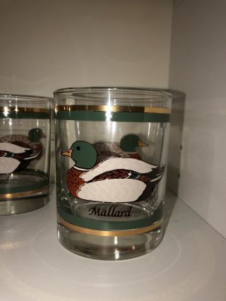Vintage Mallard Duck Whiskey Low Ball Barware Drinking Glasses Hunter Set 4