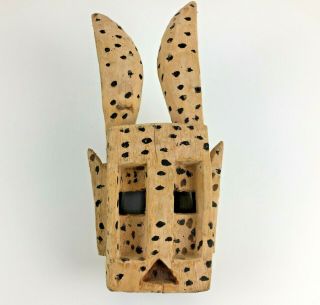 Vintage African Wood Rabbit Mask Dogon Kanga Mali Hare Hand Carved