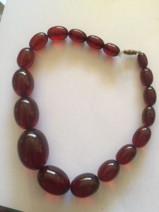 Vintage Cherry Amber Bakelite? Or Plastic? Beads Necklace 71g