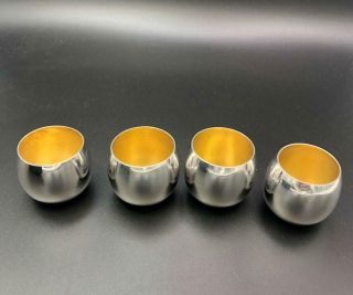 Vintage Tiffany & Co Makers 25005 Set Of 4 Sterling Silver Sake Shot Glasses