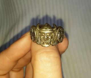 Historic Antique Ww2 1940 German Silver Metal Wiking Ring Pz Div Viking Ring