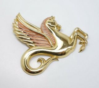 Charming Vintage 1940s/50s Monet Sterling Gold Gw Pegasus Brooch Pin