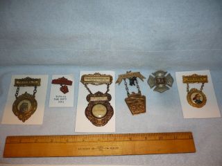 1901,  1909 Reading Pottstown Pan Am Expo Fire Company Pins Horse Drawn Pumper