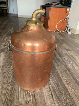 Antique Copper Moonshine Whiskey Still Pot Boiler Tub 2