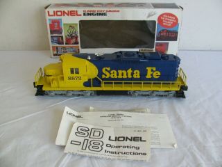 Vintage Lionel Trains O/o - 27 Santa Fe Sd - 18 Diesel Locomotive W/ Horn 6 - 8872 Ex