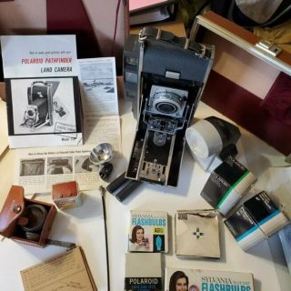 Vintage Polaroid 110b Pathfinder Camera And Accessories