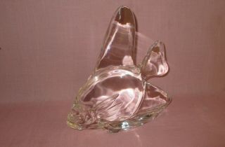 Vintage Steuben Crystal Art Glass Large Tropical Angel Fish Sculpture Figure