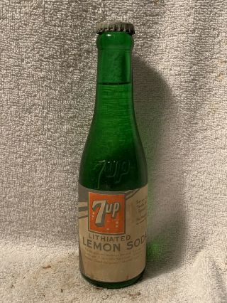 Full 7oz 7up Dancing Lady Paper Label And Embossed Soda Bottle