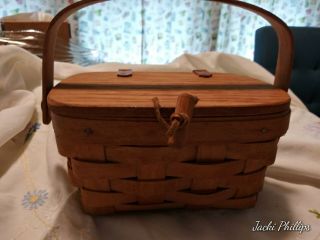 Vintage Longaberger Handwoven Basket Purse With Lid
