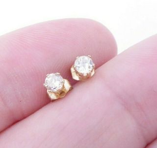 9ct Gold 20 Point Diamond Vintage Stud Earrings,  9k 375