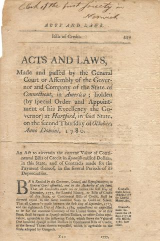 Revolutionary War Connecticut Acts & Laws October 1780 Embargoes & Militia
