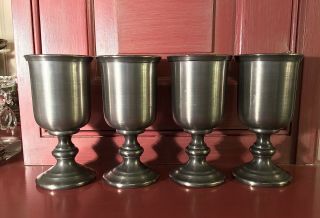 Colonial Casting Co.  Meriden Conn.  Pewter Tavern Goblets (4)