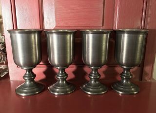 Colonial Casting Co.  Meriden Conn.  Pewter Tavern Goblets (4) 2