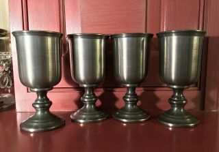 Colonial Casting Co.  Meriden Conn.  Pewter Tavern Goblets (4) 3
