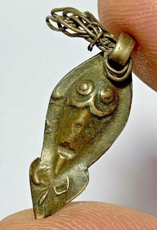 Very Rare Fish Viking Silver Pendant Circa 900 - 1000 Ad 1.  3gr 45mm