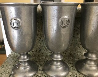 Set Of 4 Vintage Wilton Armetale Liberty Bell Tavern Goblets 12 Oz.  7 Inch