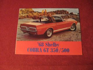1968 Ford Mustang Shelby Cobra Gt 350 / 500 Sales Brochure Booklet Old