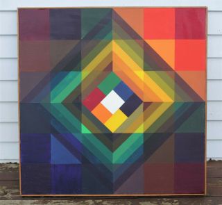 Large Vintage Geometric Abstract Painting By Artist Alexandria Haldane