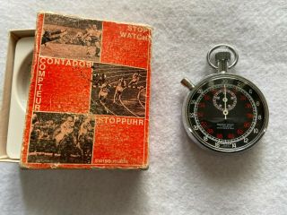 Swiss Made Berco 7 Jewels Shock Resistant Mechanical Vintage Wind Up Stopwatch