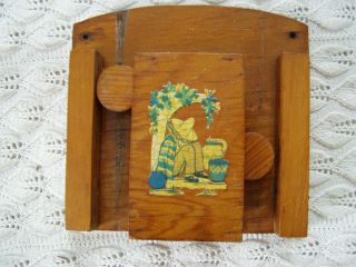 Vintage Broom Holder Wooden Mexican Decal 1940s