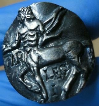 Roman Military Silver Ring - Centaurus Depiction Circa 100 - 200 Ad - Intact