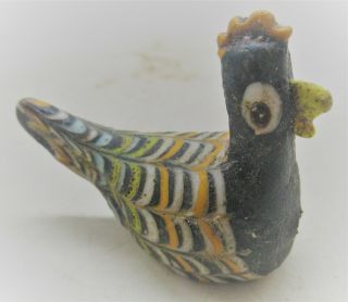 Finest Circa 500bce Ancient Phoenician Mosaic Glass Bird Bead Amulet