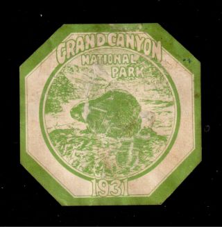 1931 Grand Canyon National Park,  Arizona,  Entrance Permit Sticker