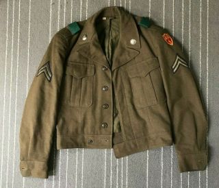Ww2 Us Army Military Wool Ike Jacket Coat 36r W/ Crossed Cannons,  Us Collar Pin