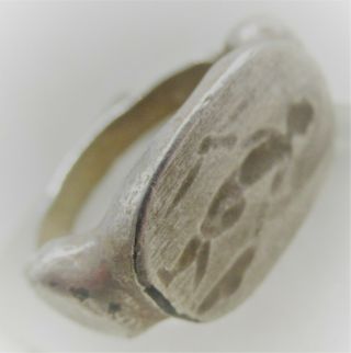 Ancient Roman Ar Silver Seal Ring Depicting Minerva 300 - 400ad