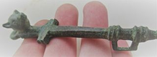 European Finds Ancient Viking Bronze Strap Connector With Beast Head Terminal