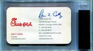 Signed Business Card Dan Cathy,  Founder Of Chick Fil A,  Fast Food