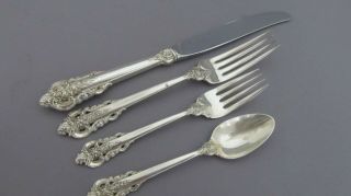 Wallace Grande Baroque Sterling Silver Dinner Size 4pc Place Setting