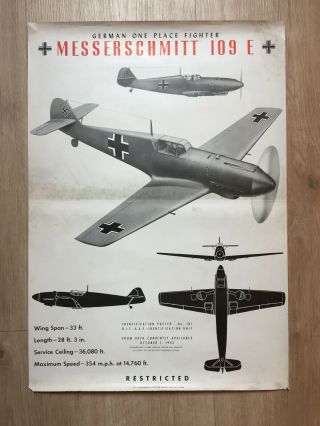 Recognition - Identification Poster Me - 109 German Fighter Plane