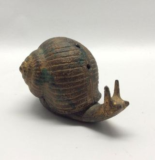 Vintage Mid - Century 2 Piece Japanese Cast Iron Snail Incense Burner