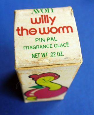 Avon Fragrance Glace Pin Vintage Willy Worm Apple Jewelry Brooch Empty