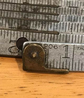 Antique Lufkin Rule Co.  1206 Aluminum & Brass Folding Metal Ruler Pat 6 - 13 - 1916