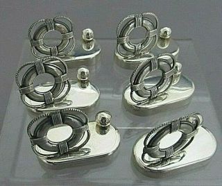 Sterling Set Of 6 Nautical Place Card Holders