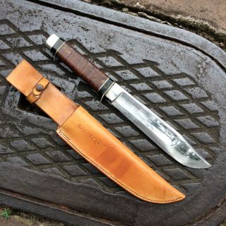 Wwii Large Theater Made Fixed Blade Bowie Fighting Knife And Sheath