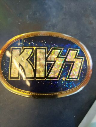 Kiss Vintage Rock 1978 Gold & Black Belt Buckle By Pacifica Mfg.  L.  A.  Calif.