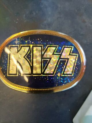 KISS Vintage ROCK 1978 Gold & Black BELT BUCKLE by Pacifica Mfg.  L.  A.  Calif. 2