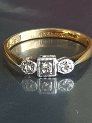 Art Deco 18ct Gold And Platinum Diamond Ring Size L