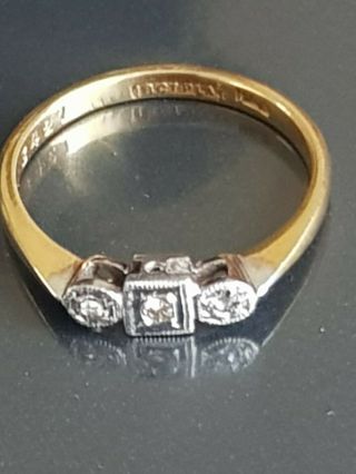 Art Deco 18ct Gold And Platinum Diamond Ring Size L 2