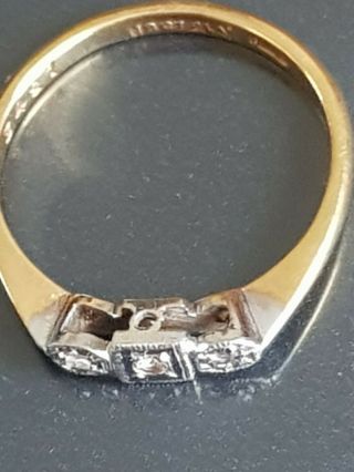 Art Deco 18ct Gold And Platinum Diamond Ring Size L 3