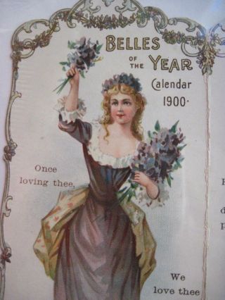 Stunning Vintage 1900 Calendar w/ 