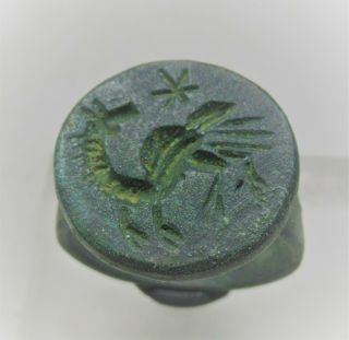 European Finds Ancient Roman Legionary Bronze Seal Ring With Mythic Beast