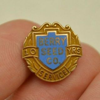 Vintage Berry Seed Company 10 Year Employee Service Award Pin 10k Gold Kt Screw