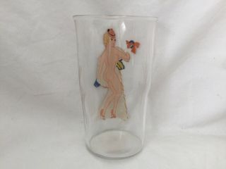 Vintage Naughty PEEK A BOO Nude Pin Up Lady DRINKING Bar COCKTAIL GLASS 2