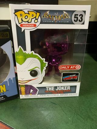 Funko Pop Batman Dc The Joker 53 Purple Chrome Target Exclusive Nycc
