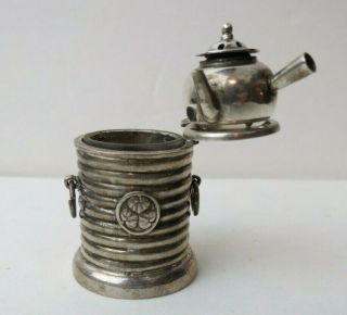 Rare Japanese Sterling Silver Hibachi Salt Cellar Mini Teapot Pepper Shaker Mon