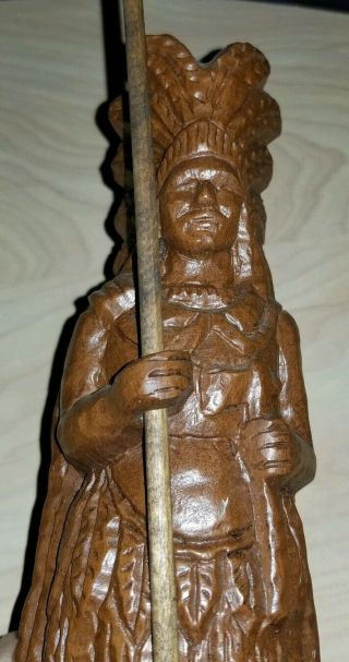 Vintage Red Mill Wooden Carved Native American Indian Figurine Chief Aztec